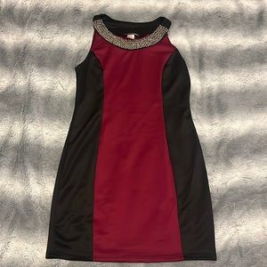 Black and burgundy dress